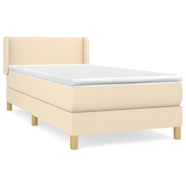 vidaXL Sommier &agrave; lattes de lit avec matelas Cr&egrave;me 90x200 cm Tissu