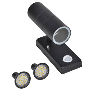 vidaXL Lampe murale &agrave; LED avec capteur Inox Forme cylindrique Noir
