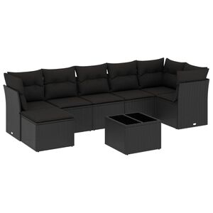 vidaXL Salon de jardin 8 pcs avec coussins noir r&eacute;sine tress&eacute;e