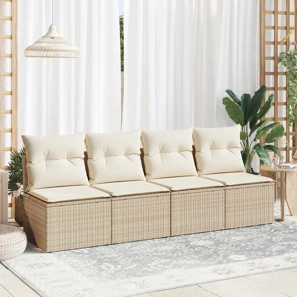 vidaXL Salon de jardin avec coussins 2 pcs beige r&eacute;sine tress&eacute;e acacia