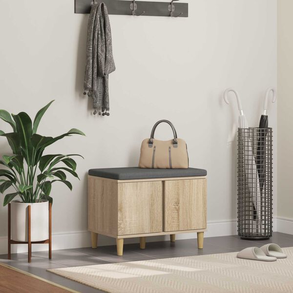 vidaXL Banc d'entr&eacute;e avec coussin Ch&ecirc;ne Sonoma 60 x 38 x 46 cm