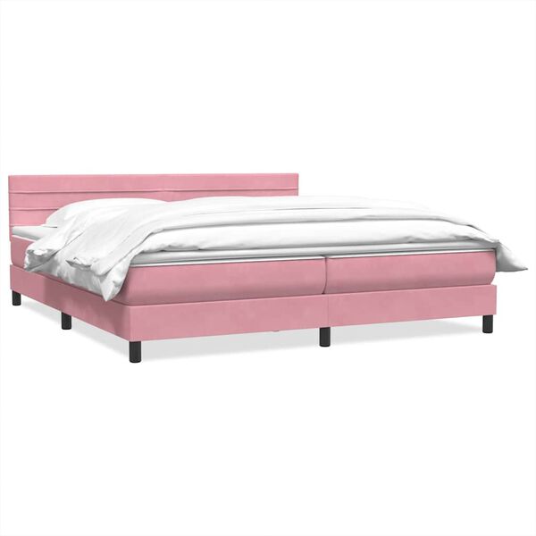 vidaXL Sommier &agrave; lattes de lit avec matelas rose 180x210 cm velours