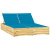vidaXL Chaise longue double et coussins bleu Bois de pin impr&eacute;gn&eacute;