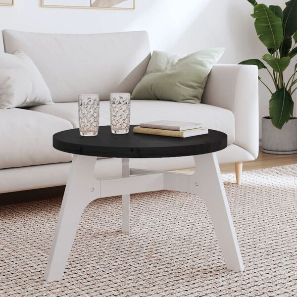 vidaXL Dessus de table rond noir &Oslash;60x3 cm bois de pin massif