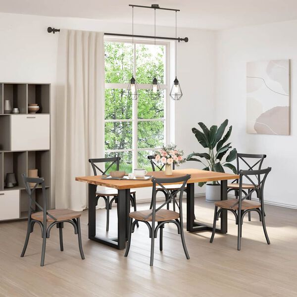 vidaXL Table &agrave; manger marron clair bois de ch&ecirc;ne massif rectangulaire