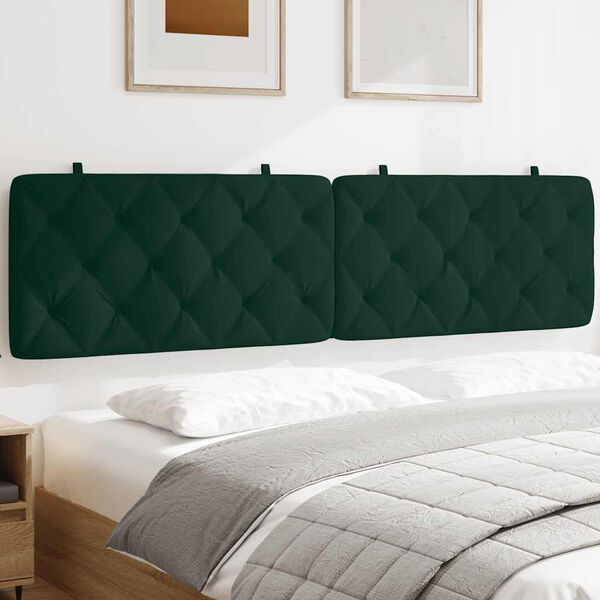 vidaXL Coussin de t&ecirc;te de lit vert fonc&eacute; 200 cm velours