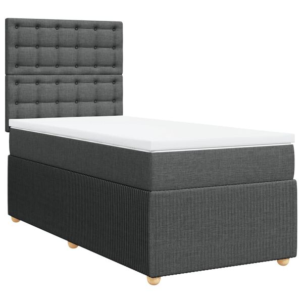 vidaXL Sommier &agrave; lattes de lit avec matelas Gris fonc&eacute; 80x200 cm Tissu