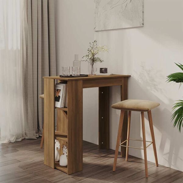 vidaXL Table de bar avec &eacute;tag&egrave;re ch&ecirc;ne marron bois d'ing&eacute;nierie