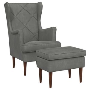 vidaXL Fauteuil avec pouf 2 pc Gris fonc&eacute; Velours