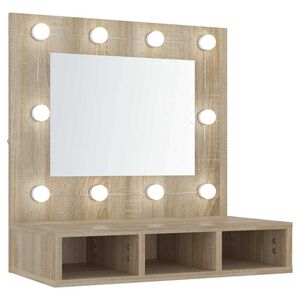 vidaXL Armoire de miroir avec LED Ch&ecirc;ne sonoma 60x31,5x62 cm