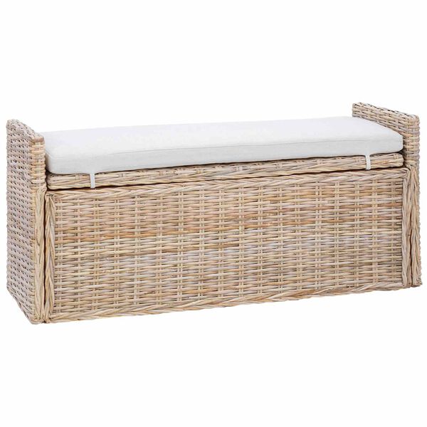 vidaXL Banc de rangement avec coussin Naturel 110 x 40 x 50 cm Rotin