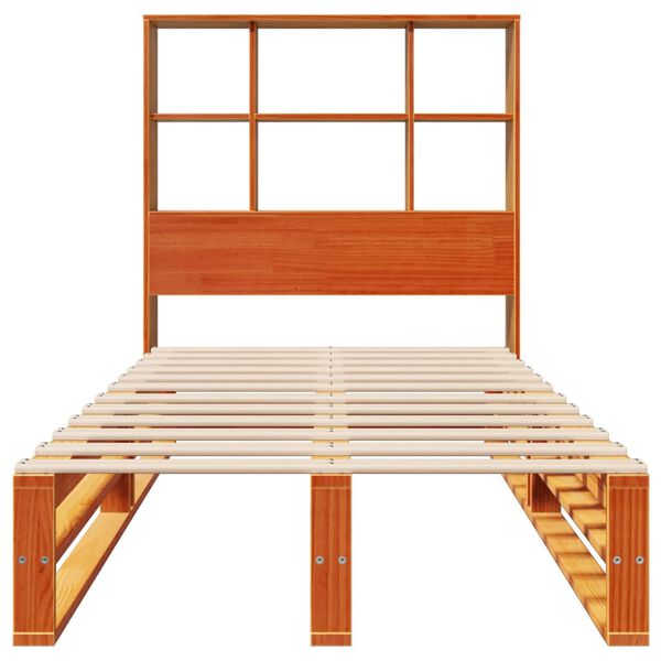 vidaXL Lit biblioth&egrave;que sans matelas cire marron 100x200cm bois massif