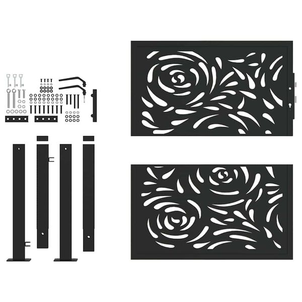 vidaXL Portail de jardin noir 100x100 cm en acier avec motif flamme
