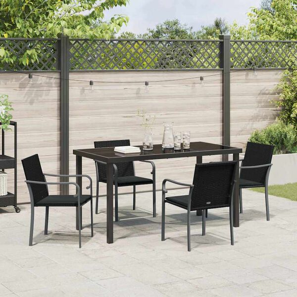 vidaXL Ensemble de salle à manger pour jardin 5 pcs Noir et gris