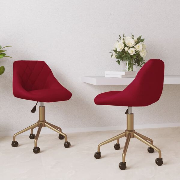 vidaXL Chaises &agrave; manger pivotantes lot de 2 rouge bordeaux velours