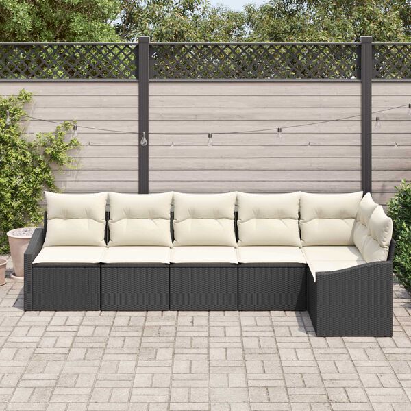 vidaXL Ensemble de canap&eacute; de jardin 6 pcs Noir Poly rotin