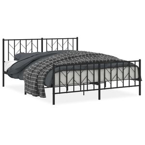 vidaXL Cadre de lit m&eacute;tal sans matelas avec pied de lit noir 160x200cm