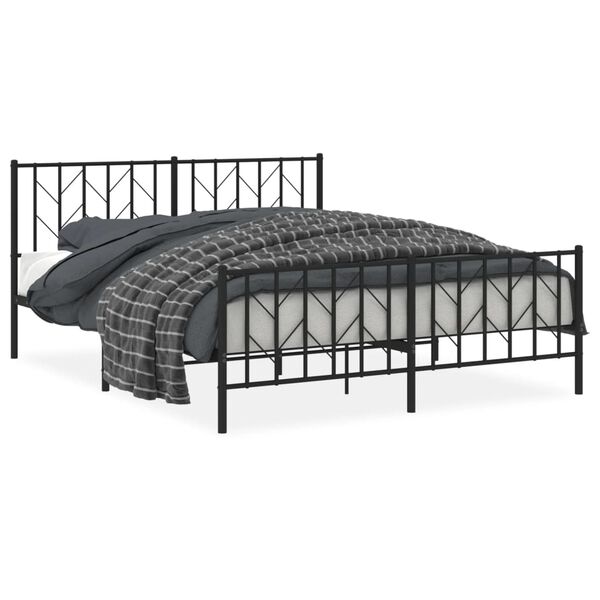 vidaXL Cadre de lit m&eacute;tal sans matelas avec pied de lit noir 160x200cm