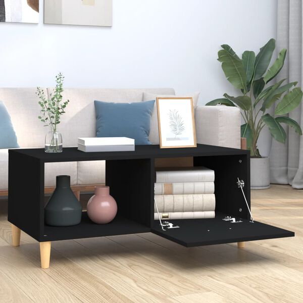 vidaXL Table basse noir 89,5x50x40 cm bois d'ing&eacute;nierie