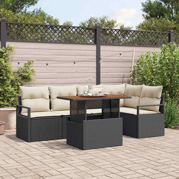 vidaXL Ensemble de salle &agrave; manger pour jardin 6 pcs Noir et Cr&egrave;me
