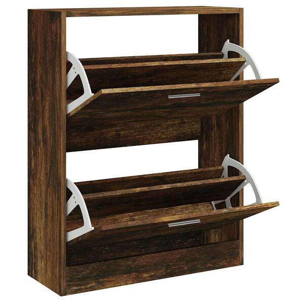 vidaXL Armoire &agrave; chaussures Ch&ecirc;ne fum&eacute; 63x24x81 cm Bois d'ing&eacute;nierie