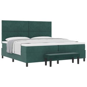 vidaXL Lit &agrave; ressorts avec matelas Vert fonc&eacute; 200 x 200 cm Velours