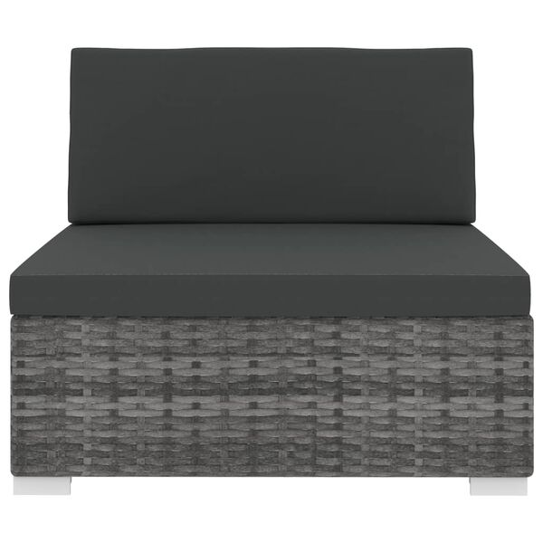 vidaXL Siège central sectionnel 1 pc et coussins Résine tressée Gris