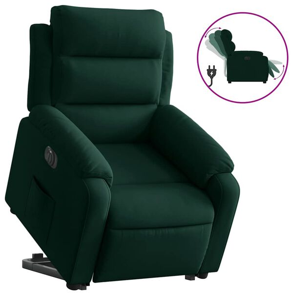 vidaXL Fauteuil inclinable &eacute;lectrique vert fonc&eacute; velours