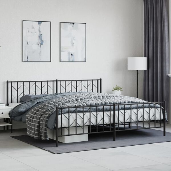 vidaXL Cadre de lit m&eacute;tal sans matelas avec pied de lit noir 200x200cm