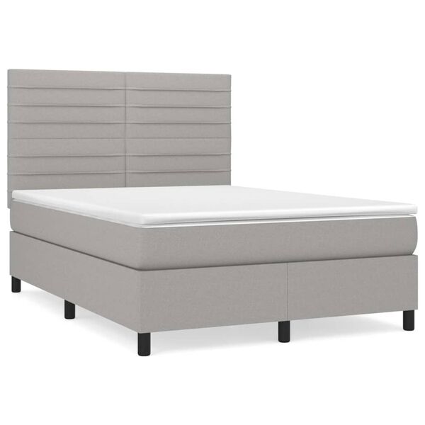 vidaXL Sommier &agrave; lattes de lit avec matelas Gris clair 140x190cm Tissu