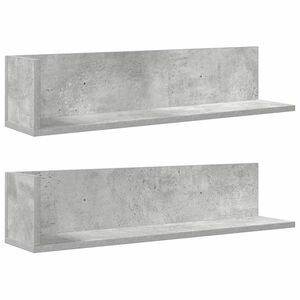 vidaXL &Eacute;tag&egrave;res murales 2pcs gris b&eacute;ton 75x16,5x16,5cm bois ing&eacute;nierie