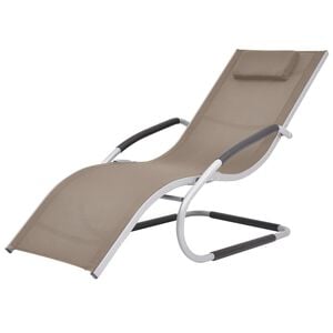 vidaXL Chaise longue avec oreiller Aluminium et textil&egrave;ne Taupe