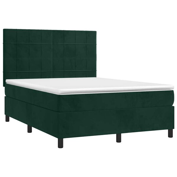 vidaXL Sommier &agrave; lattes de lit et matelas Vert fonc&eacute; 140x190cm Velours
