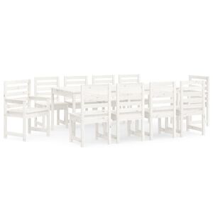 vidaXL Ensemble &agrave; manger de jardin 11 pcs blanc bois massif de pin