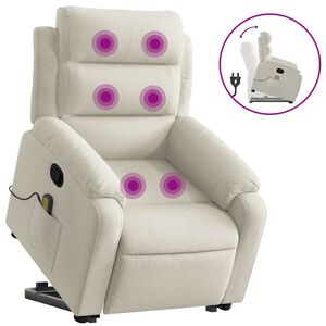 vidaXL Fauteuil de massage inclinable Cr&egrave;me Velours