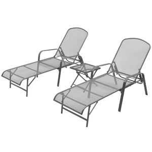 vidaXL Chaises longues lot de 2 avec table Acier Anthracite