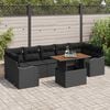 vidaXL Ensemble de canap&eacute; de jardin 8 pcs Noir Poly rotin