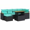 vidaXL Salon de jardin 7 pcs avec coussins noir r&eacute;sine tress&eacute;e