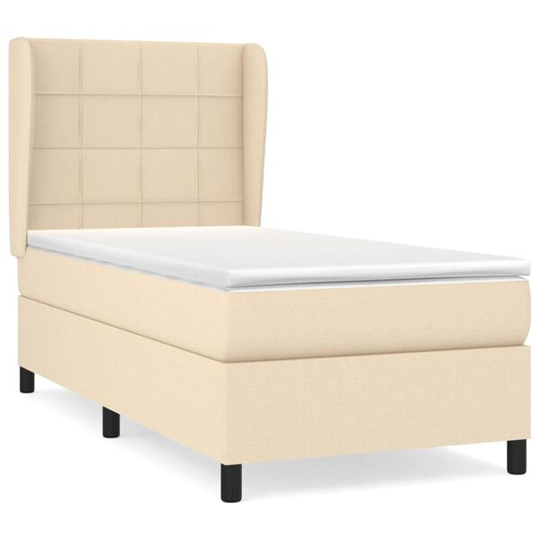 vidaXL Sommier &agrave; lattes de lit avec matelas Cr&egrave;me 80x200 cm Tissu