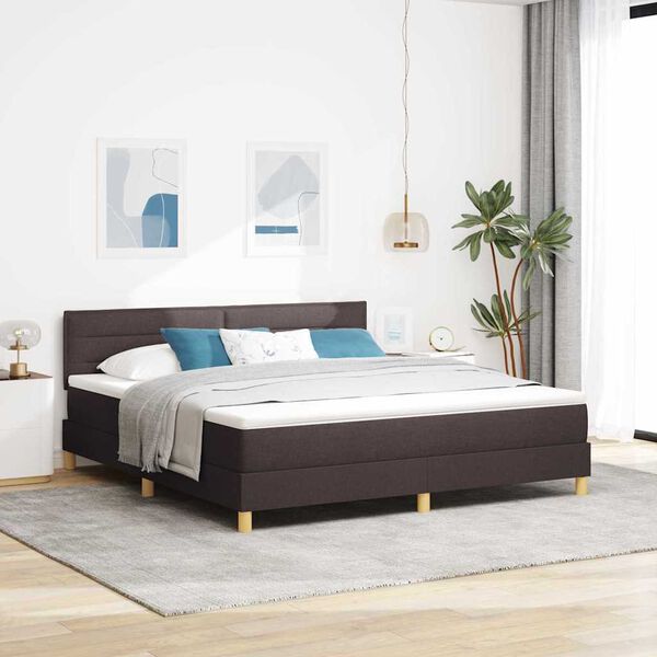 vidaXL Lit boxspring avec matelas Marron fonc&eacute; 180 x 200 cm tissu