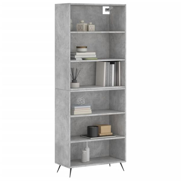 vidaXL Buffet gris b&eacute;ton 69,5x32,5x180 cm bois d'ing&eacute;nierie