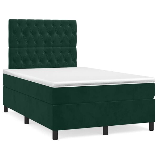 vidaXL Sommier &agrave; lattes de lit et matelas Vert fonc&eacute; 120x200cm Velours