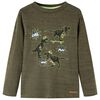 vidaXL T-shirt enfant manches longues kaki fonc&eacute; m&eacute;lang&eacute; 92