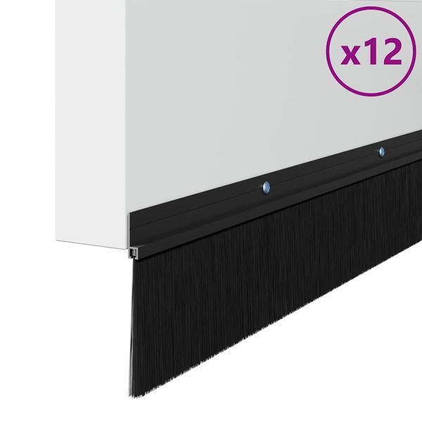 vidaXL Brosses d'&eacute;tanch&eacute;it&eacute; pour porte &agrave; visser 12 pcs Noir 100 cm