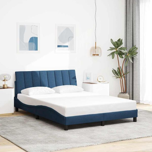 vidaXL Cadre de lit sans matelas Hanko bleu 140x200 cm tissu