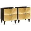 vidaXL Table de chevet 2 pcs Noir et or 40 x 33 x 46 cm