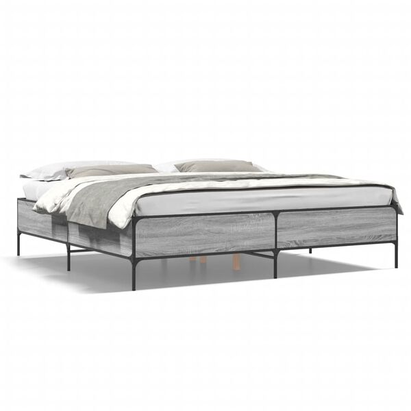 vidaXL Cadre de lit sans matelas sonoma gris 180x200 cm