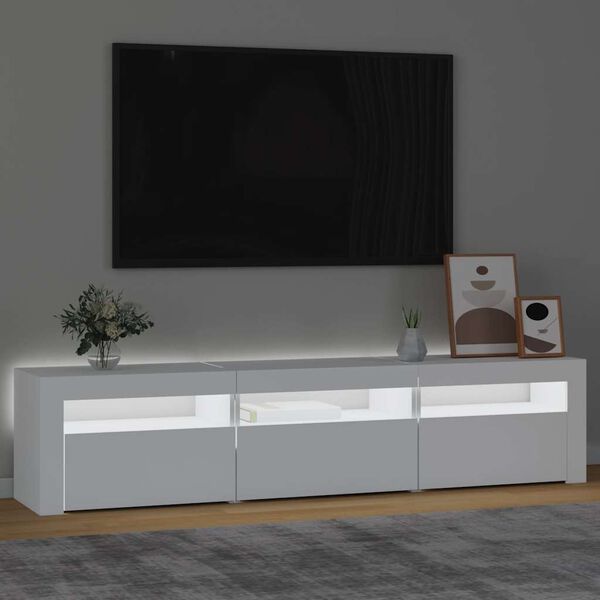 vidaXL Meuble TV avec lumi&egrave;res LED Blanc 180x35x40 cm