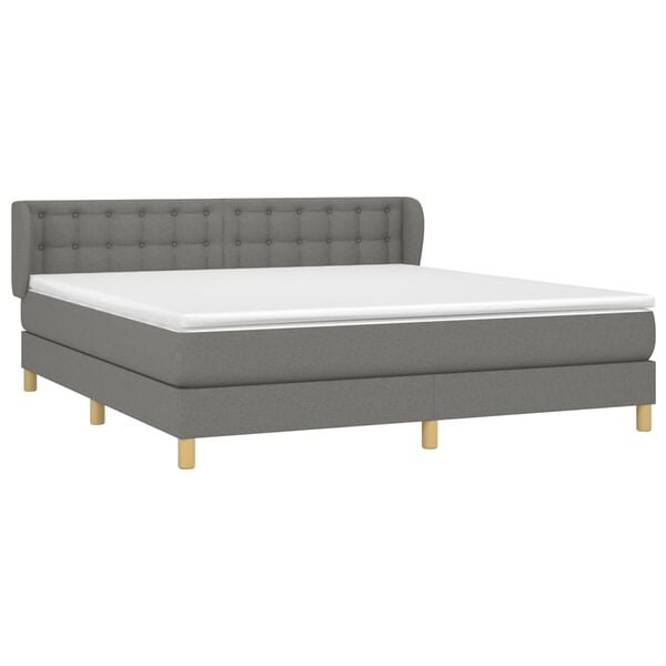 vidaXL Sommier &agrave; lattes de lit avec matelas Gris fonc&eacute; 180x200cm Tissu
