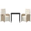 vidaXL Ensemble de salle &agrave; manger pour jardin 3 pcs Beige polyrotin